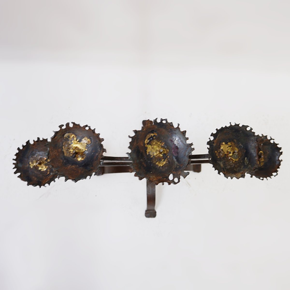 Rustic Five-armed Wrought-iron Candelabra – 1950s-photo-3