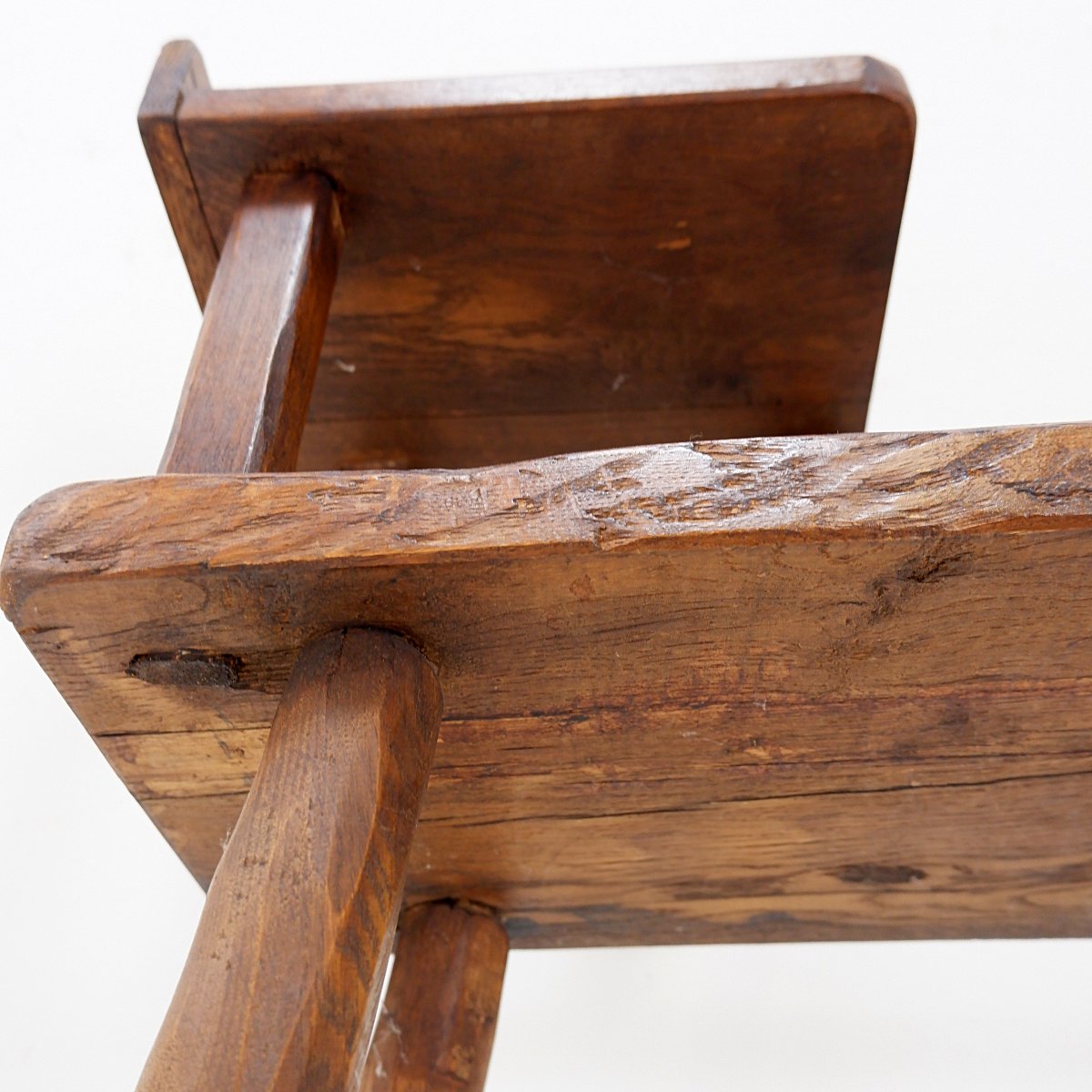 Brutalist-style Solid Wood Telephone Bench—1960s-photo-2