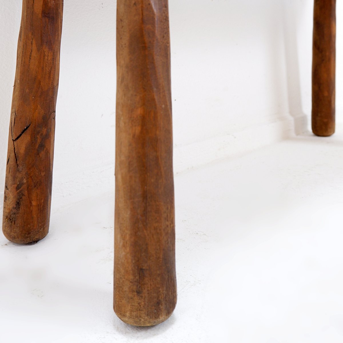Brutalist-style Solid Wood Telephone Bench—1960s-photo-2
