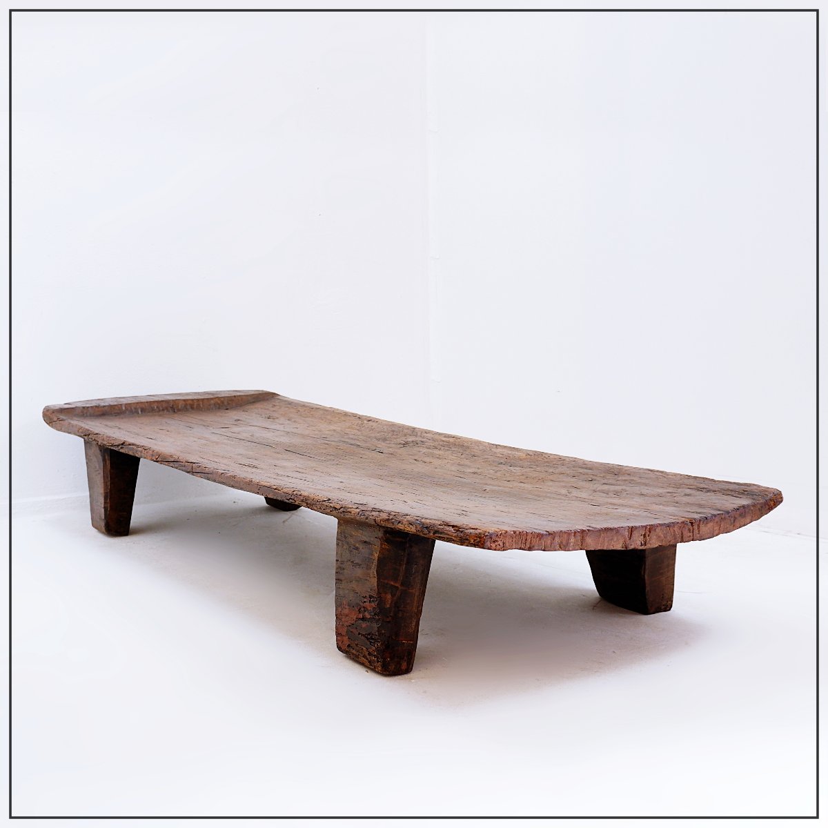 Hand-carved African Senufo Wooden Bed - 1950s