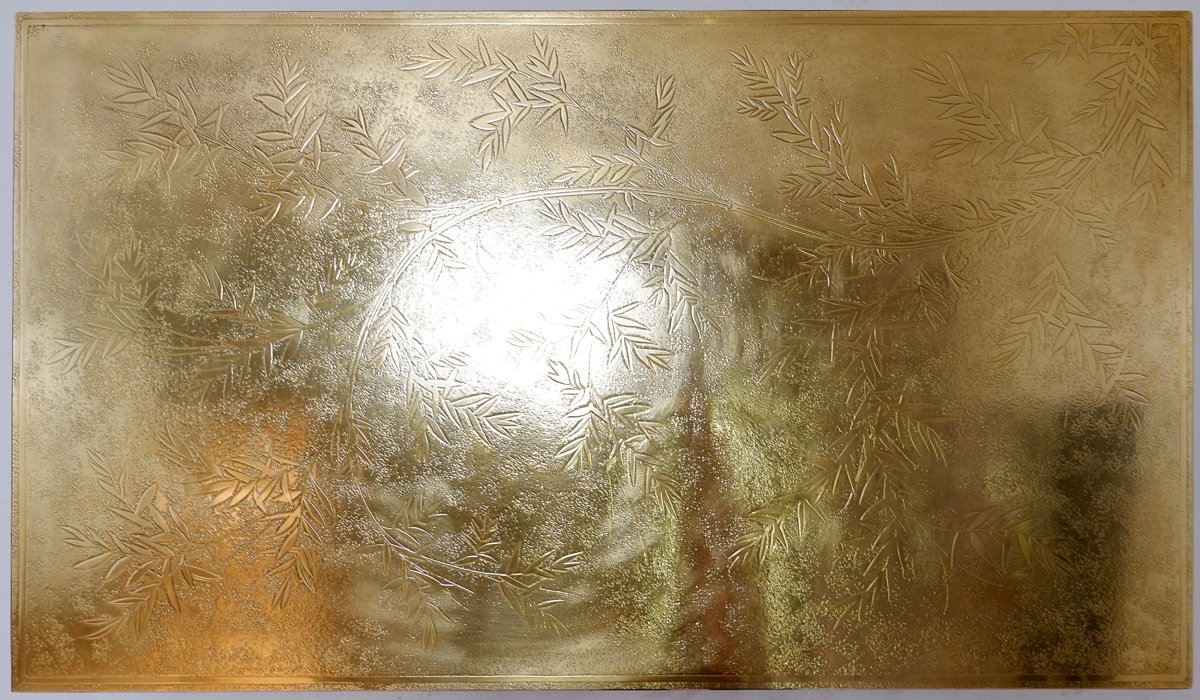 Engraved Brass Coffee Table, Christian Krekels Style, Belgium, 1977-photo-1
