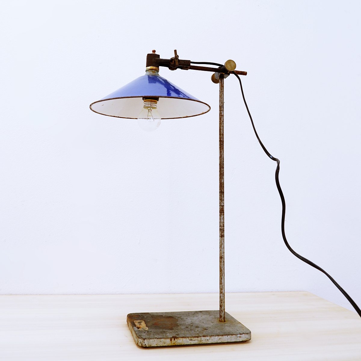 Industrial Desk Lamp With A Cobalt Blue Enameled Metal Shade—1950s-photo-6