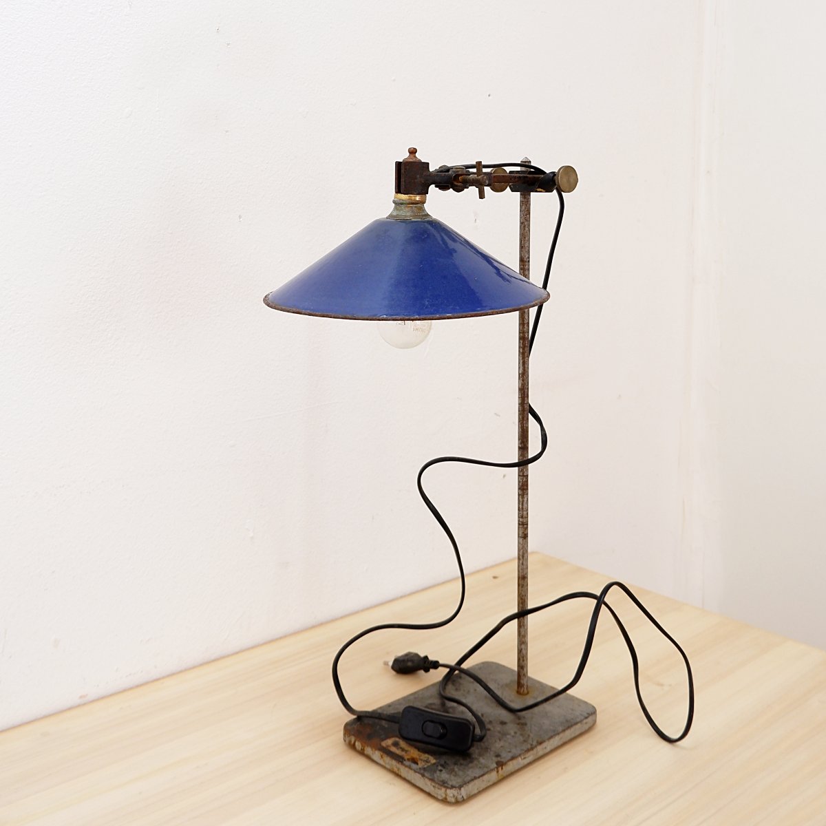 Industrial Desk Lamp With A Cobalt Blue Enameled Metal Shade—1950s-photo-8