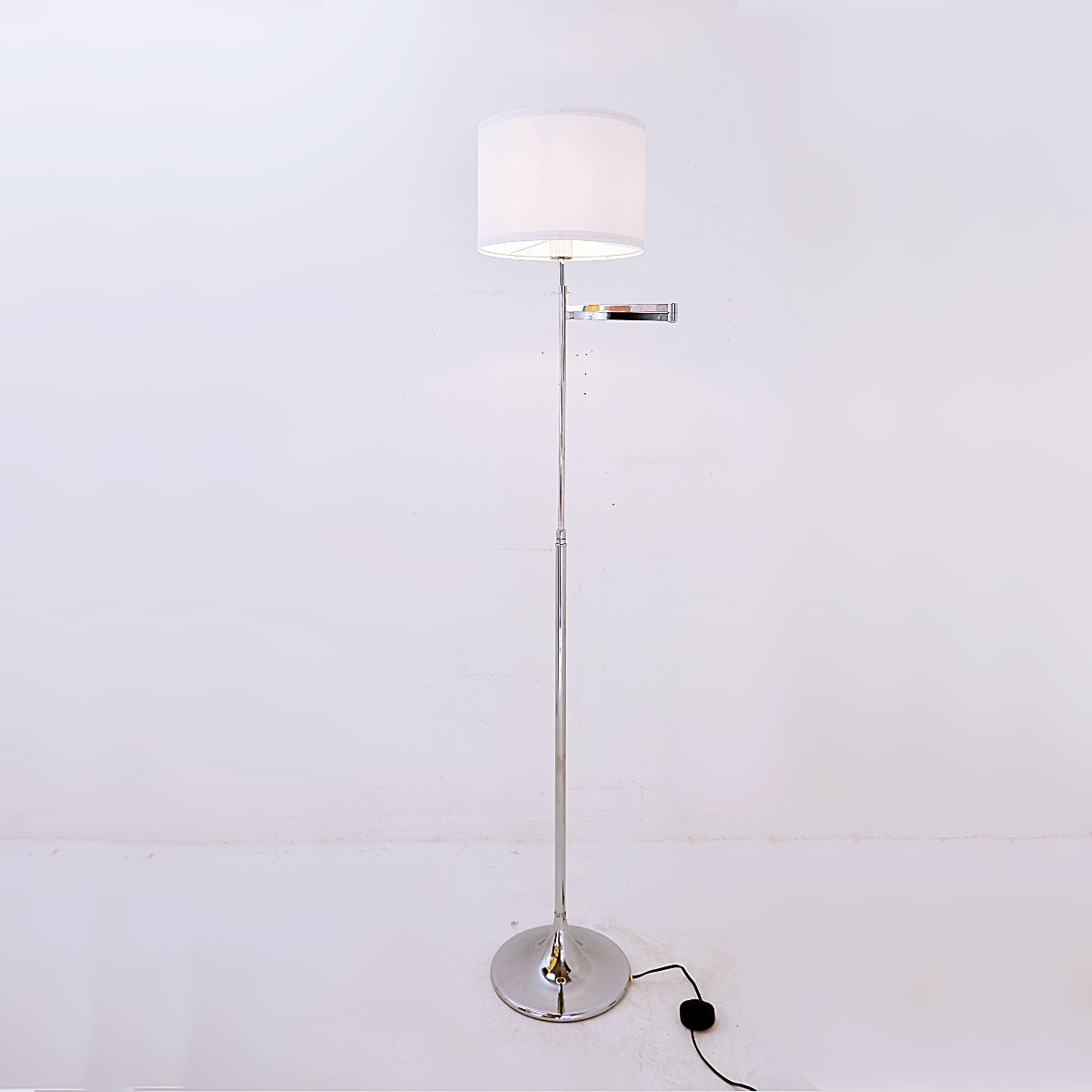 Lampadaire chromé vintage avec bras articulé réglable - années 1970-photo-3