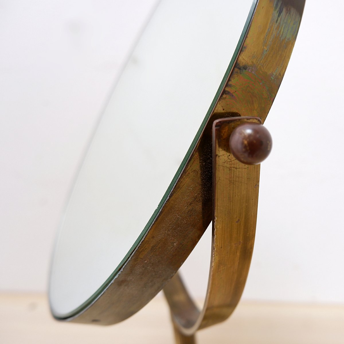 Miroir de coiffeuse ovale sur pied - Style rétro années 1960-photo-3