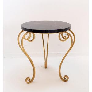  Table d'appoint Art Déco en marbre et fer doré - Style René Prou