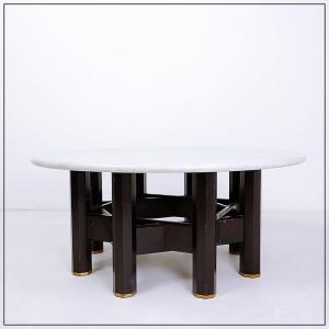 Jan Vlug Coffee Table With Round Marble Top - 1970s - Belgium