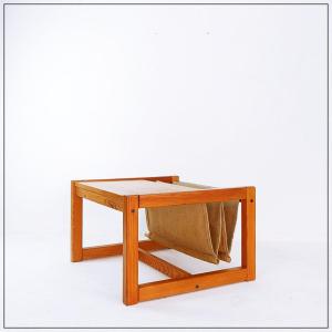 Table basse bohème en pin avec porte-revues, Karin Möbring pour Ikea, années 1970