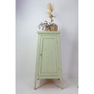 Meuble de rangement vintage en bois patiné vert d'eau
