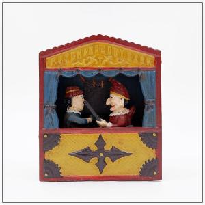 Tirelire mécanique en fonte « Punch et Judy », XXe siècle