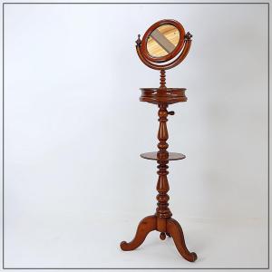 Miroir de barbier Psyché en acajou - Bois tourné