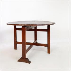 Table de vigneron pliable en chêne massif - Ø 110,5 cm