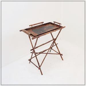 20th Century Oriental Tray Table On Bamboo Base