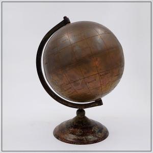 Globe terrestre en laiton bruni - Vers 1930