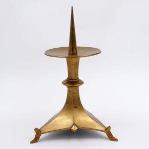 Art Deco Candlestick, Gilt Bronze, Circa 1930
