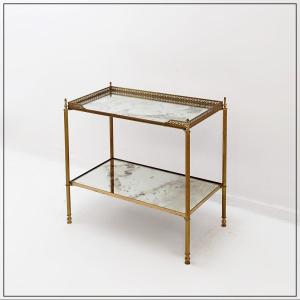 Table d'appoint à deux niveaux avec miroir en verre églomisé, par Maison Jansen, France