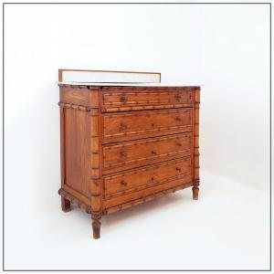 Commode en pin foncé imitation bambou - Fin XIXe siècle
