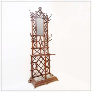 19th-century Regency-style Coat Rack Or "vivier d'Entrée" Cast Iron And Faux Bamboo