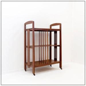 Étagère Art déco – Porte-revues sur roulettes