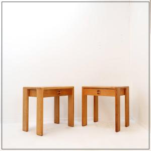 Pair Of Oak Nightstands By Esko Pajamies For Asko, Finland, 1960s