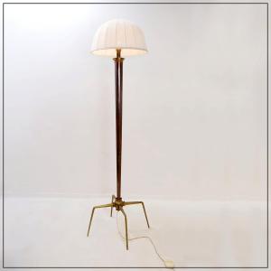 Hollywood Regency Tripod Floor Lamp In Metal With A Bronze And Brass Finish – 1950s