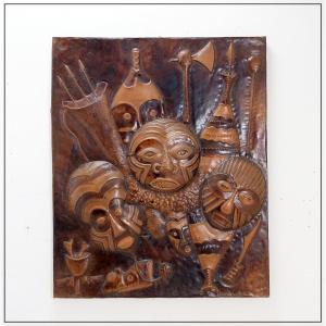 Joséphine Tambwe Feza Kabibi masques africains – cuivre repoussé – 21ème