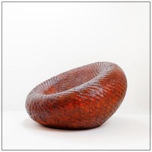 Fauteuil Cocoon en rotin - France années 1970s