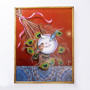 Huile sur toile de Raymond Goffin, "Si tous les oiseaux du monde...?", Belgique 1995