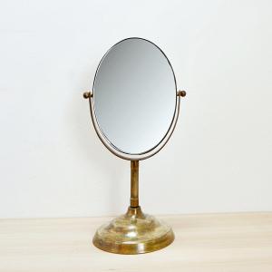 Oval Freestanding Vanity Mirror - 1960s Retro Style