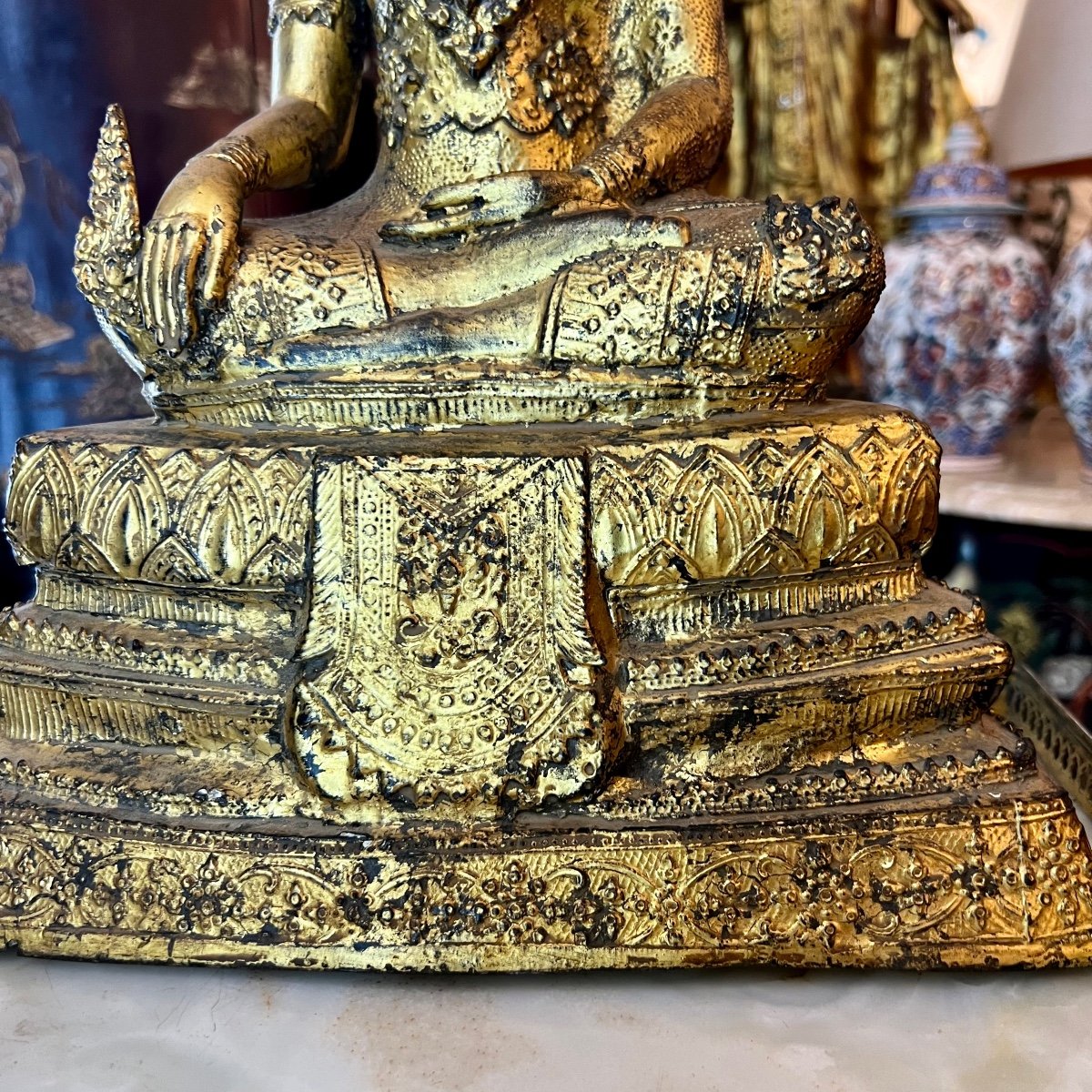 Bouddha En Bronze Doré, Thaïlande, 19eme Siècle -photo-1