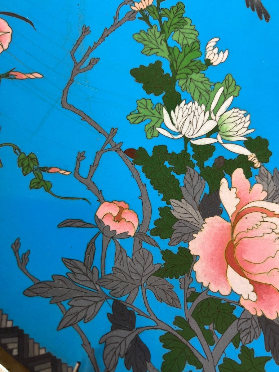 Coupe Aux Oiseaux Et Fleurs En émaux Cloisonnés, Japon Meiji-photo-4