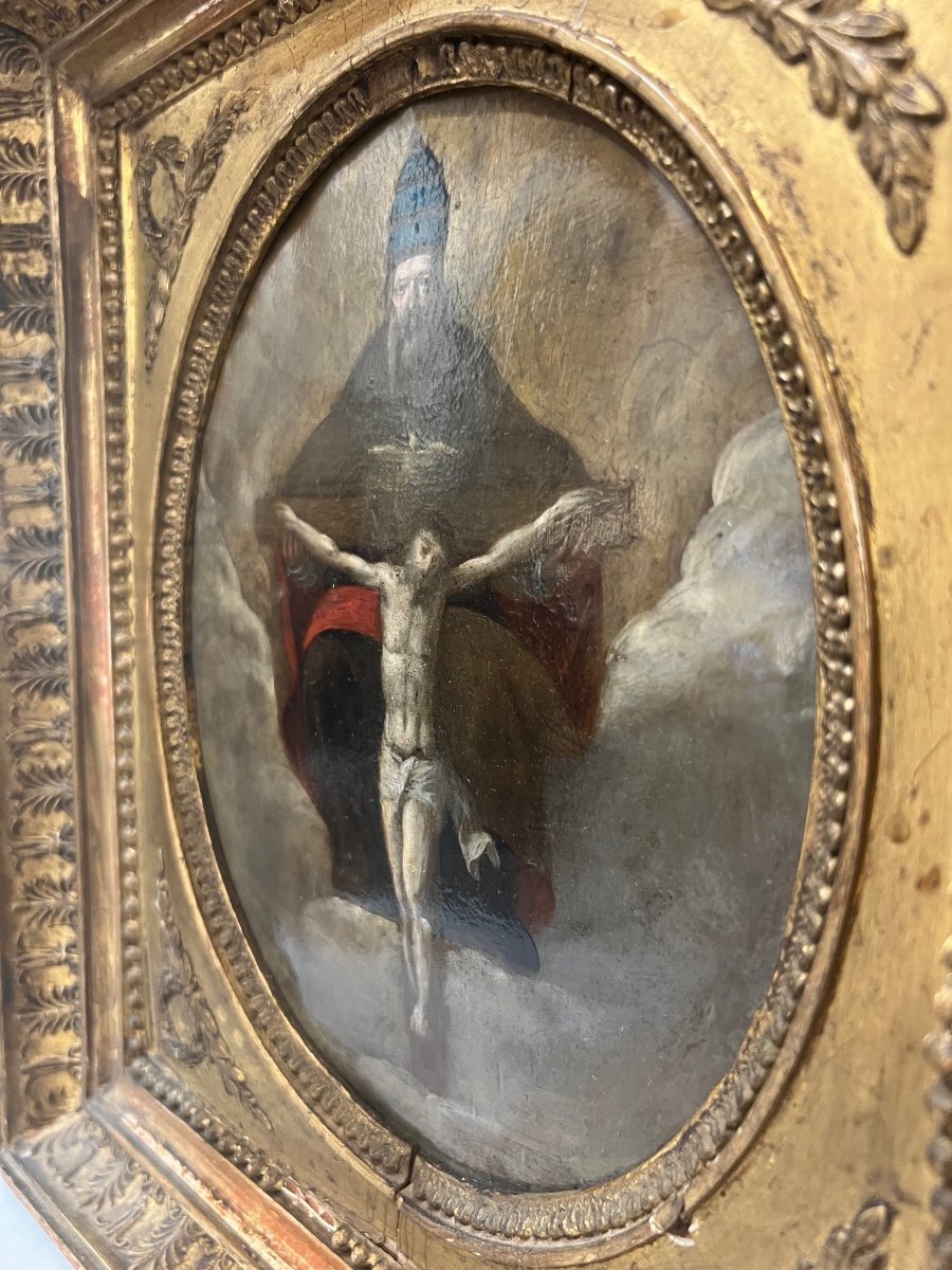 Huile Sur Cuivre, La Trinité, XVII ème Siècle -photo-4