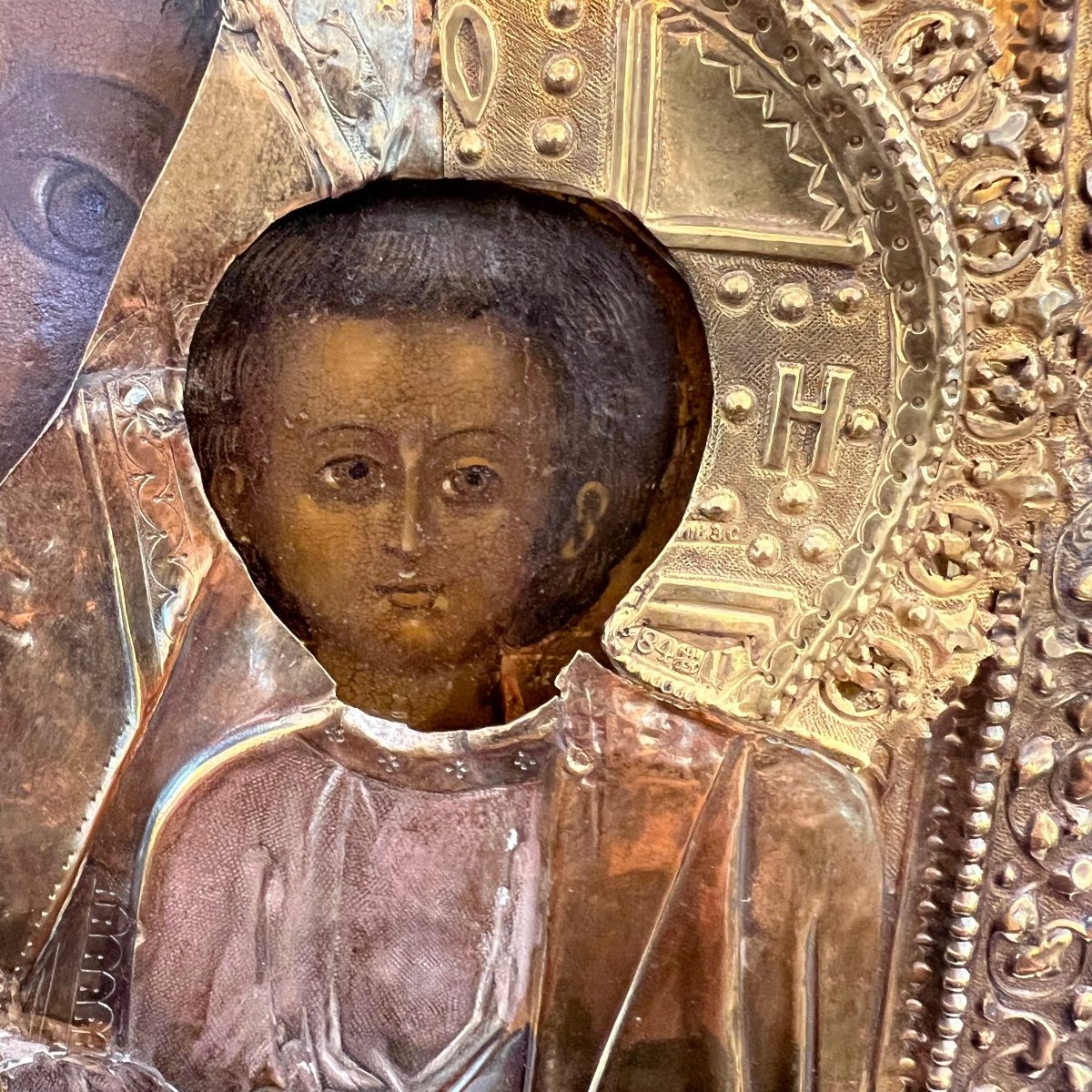 Russian Icon From The Moscow School, 19th Century. "virgin Of Kazan"-photo-3