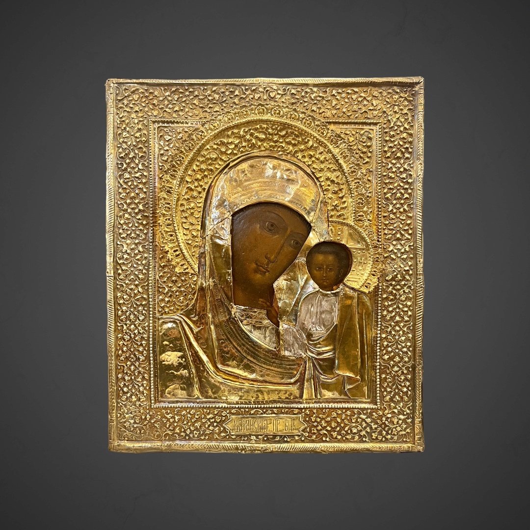 Russian Icon From The Moscow School, 19th Century. "virgin Of Kazan"
