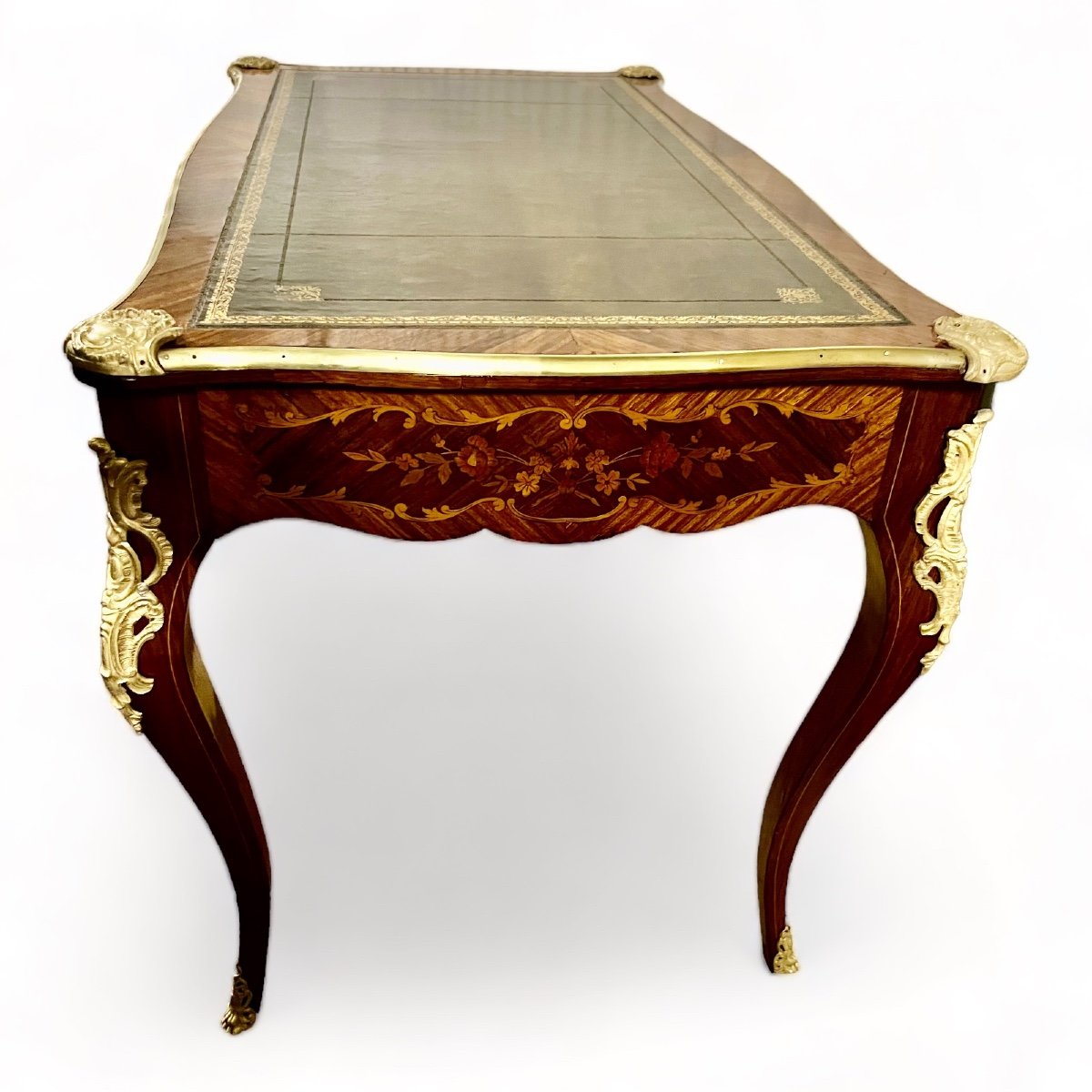 Bureau En Marqueterie Orné De Bronzes Dorés De Style Louis XV-xixè-photo-3