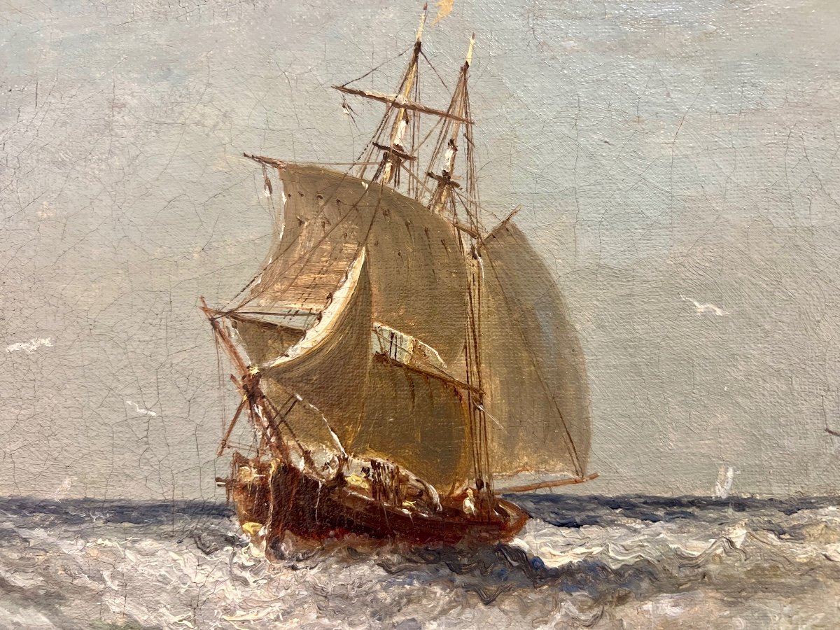 Hst Marine Painting From The 19th Century -photo-4