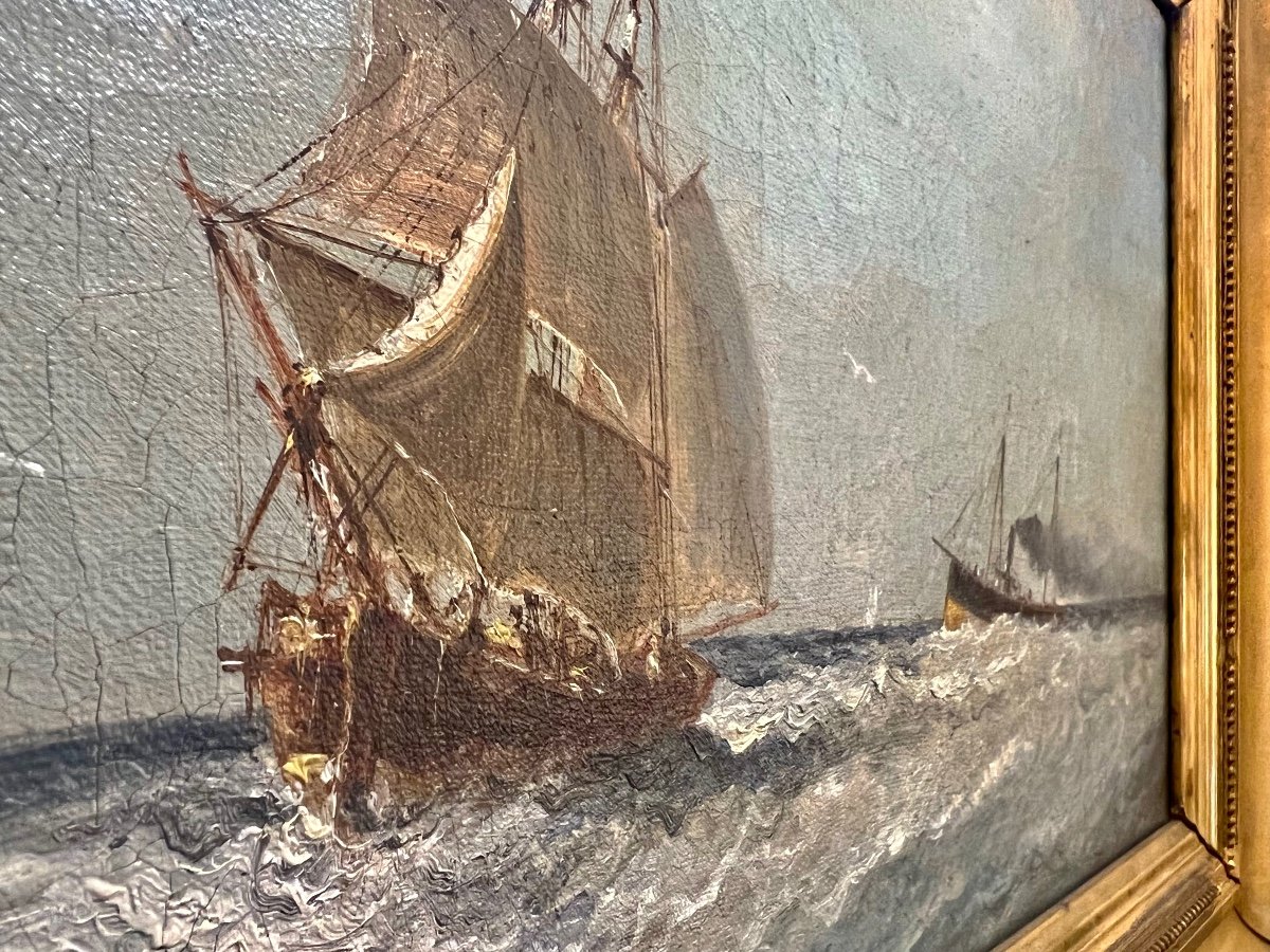 Hst Marine Painting From The 19th Century -photo-1