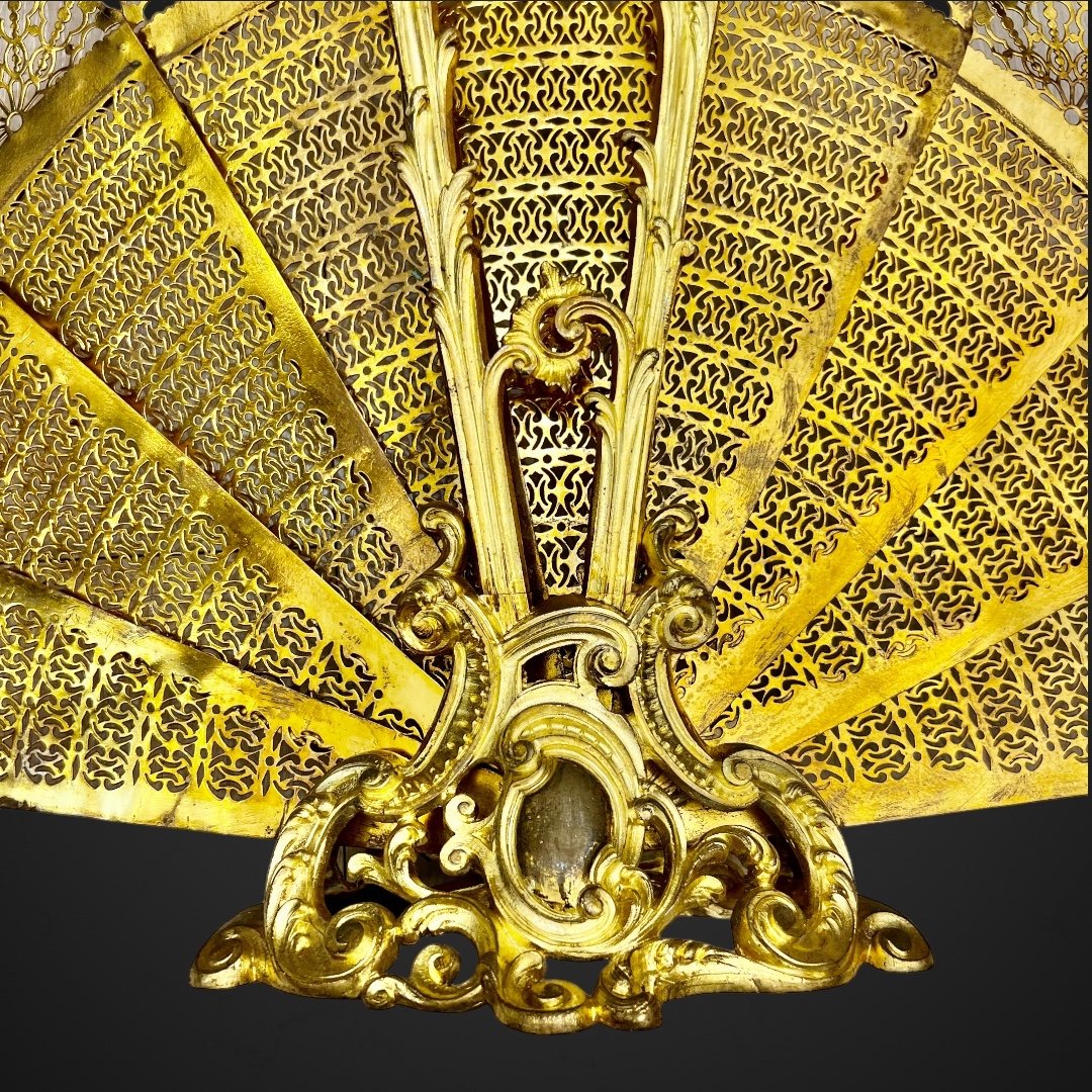 Firewall Or Fireplace Screen In Gilt Bronze-photo-2