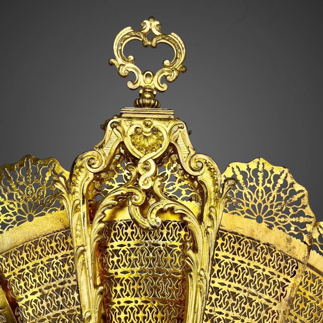 Firewall Or Fireplace Screen In Gilt Bronze-photo-3