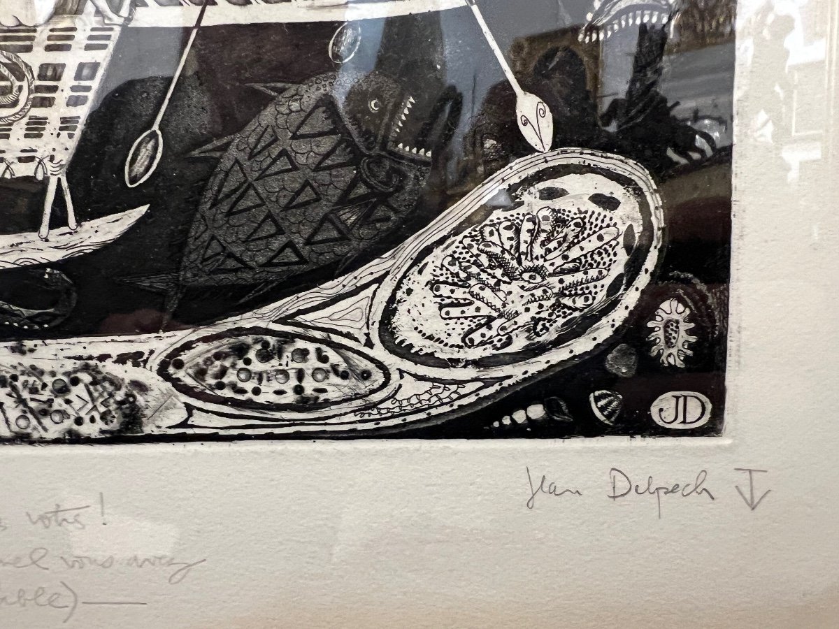 Engraving By Jean Delpeche, Oceania, 1969-photo-4