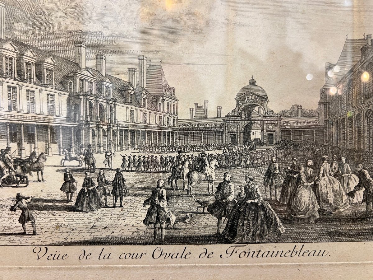 Gravure De La Cour Ovale De Fontainebleau -photo-4