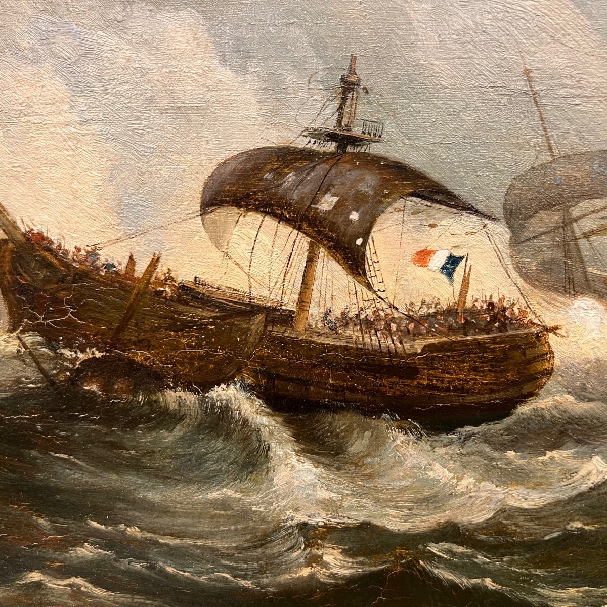 Marine Painting, Naval Battle 19th Century -photo-3