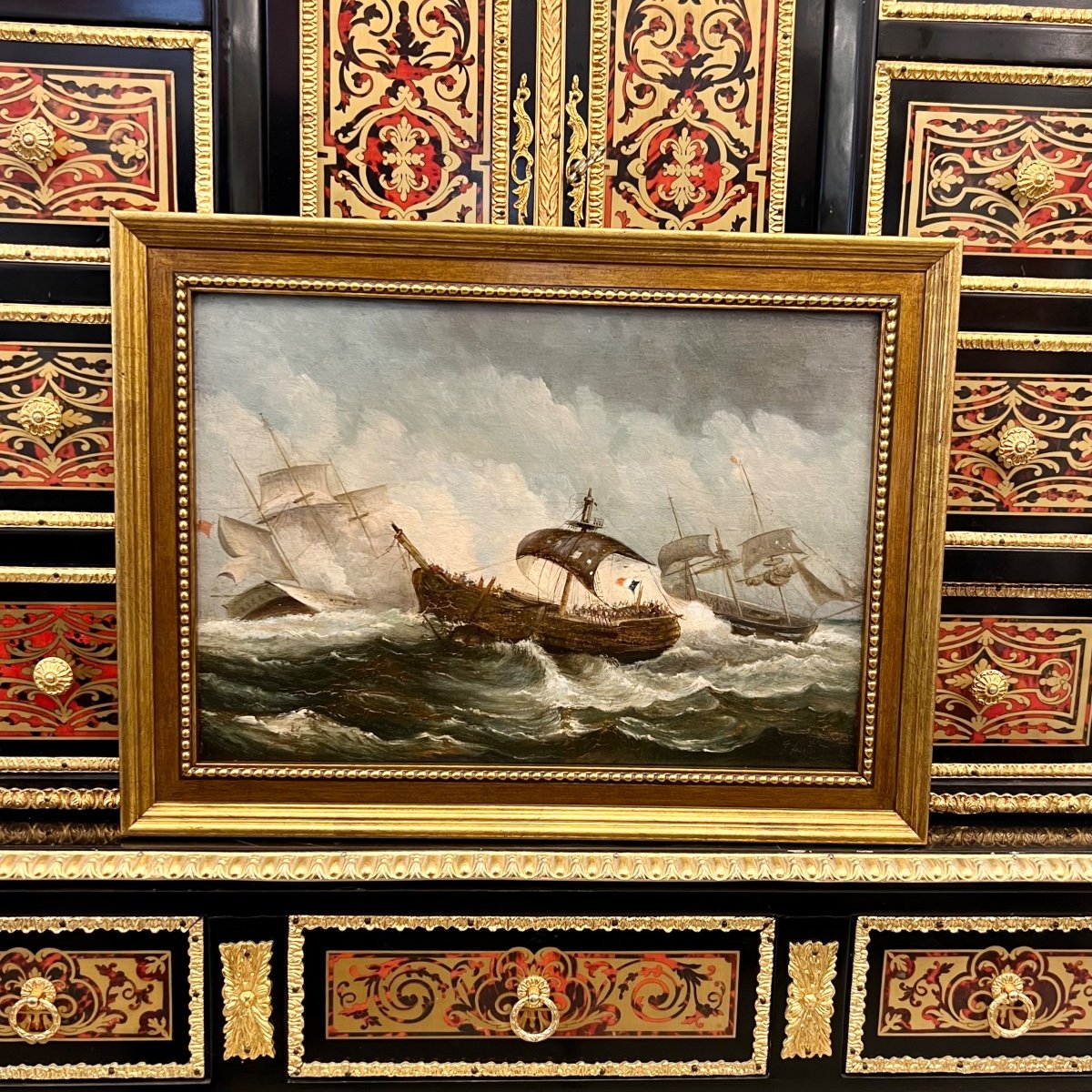 Marine Painting, Naval Battle 19th Century -photo-4