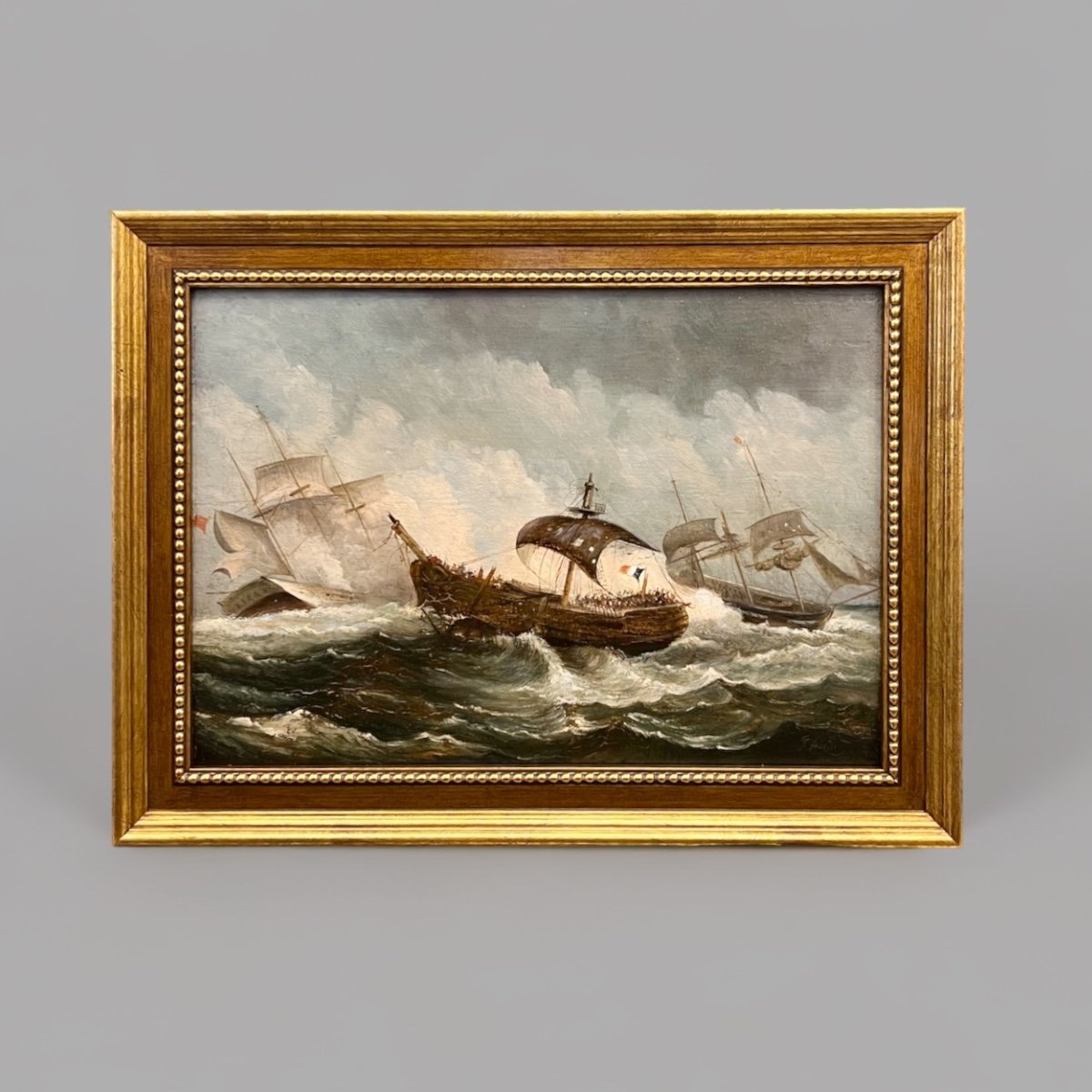 Marine Painting, Naval Battle 19th Century -photo-5