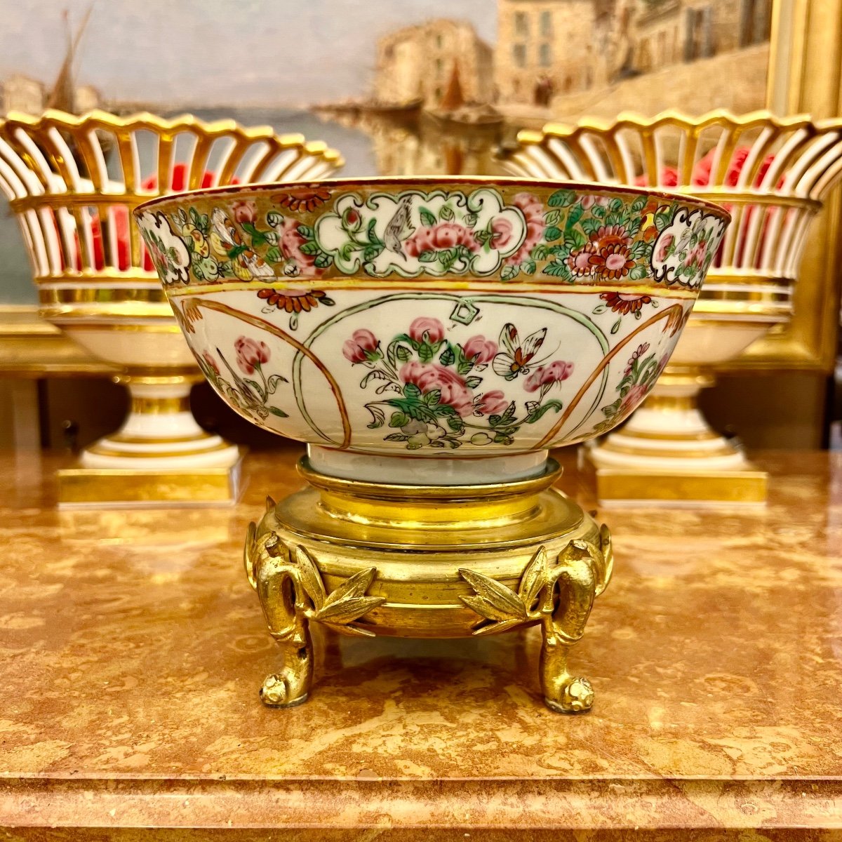 Coupe Creuse De Chine, Monture En Bronze Doré, XIXème -photo-2