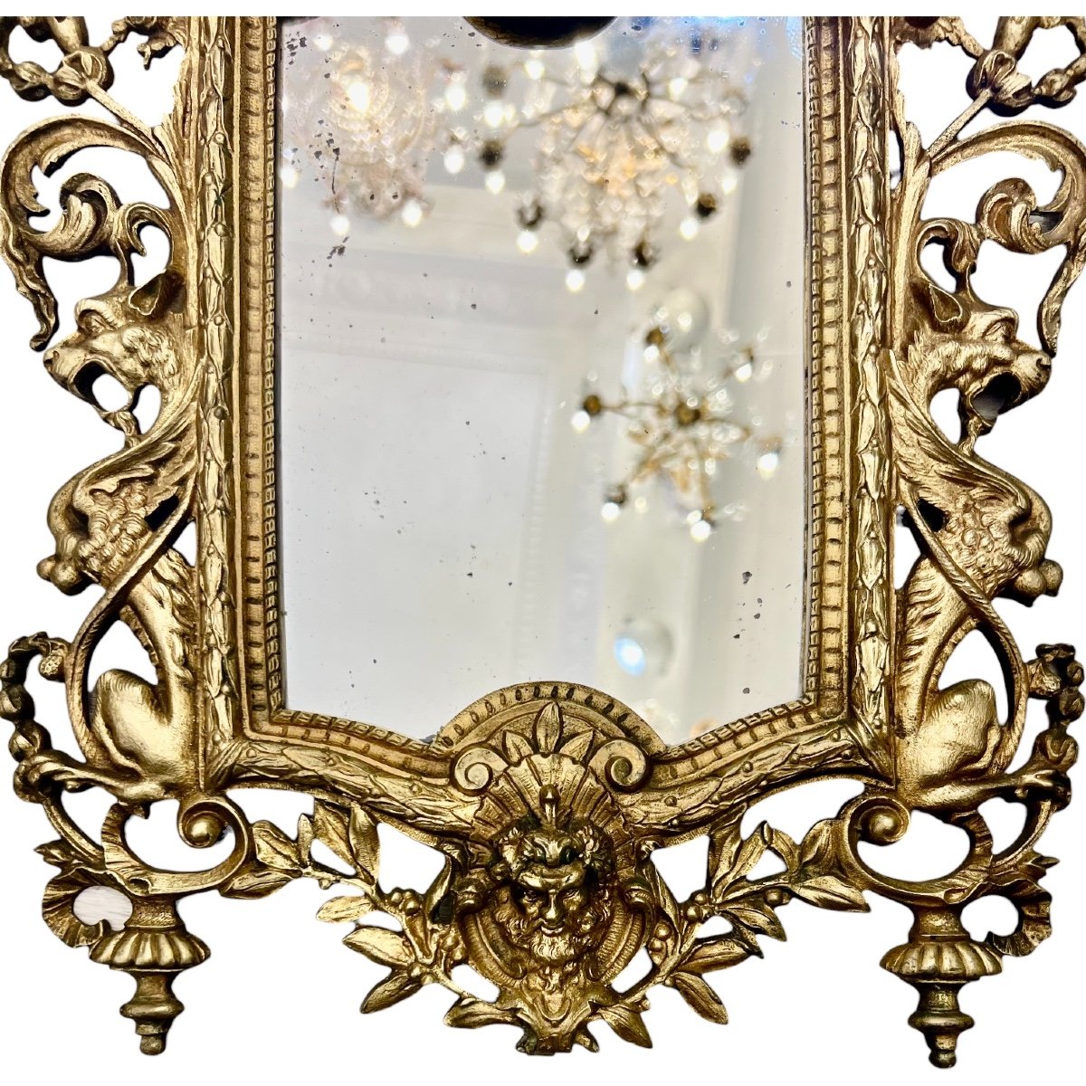 Chiseled And Gilded Bronze Mirror -photo-1