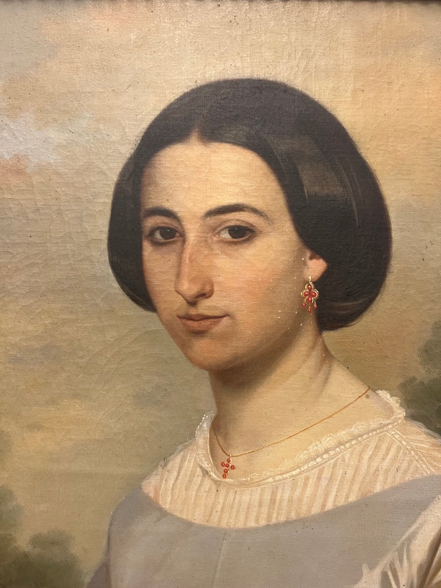 Portrait De Femme élégante, XIX Eme Siècle -photo-2