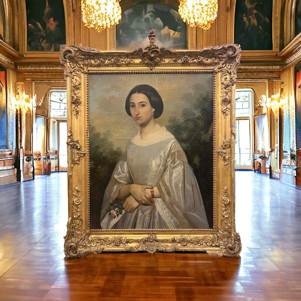 Portrait De Femme élégante, XIX Eme Siècle -photo-2