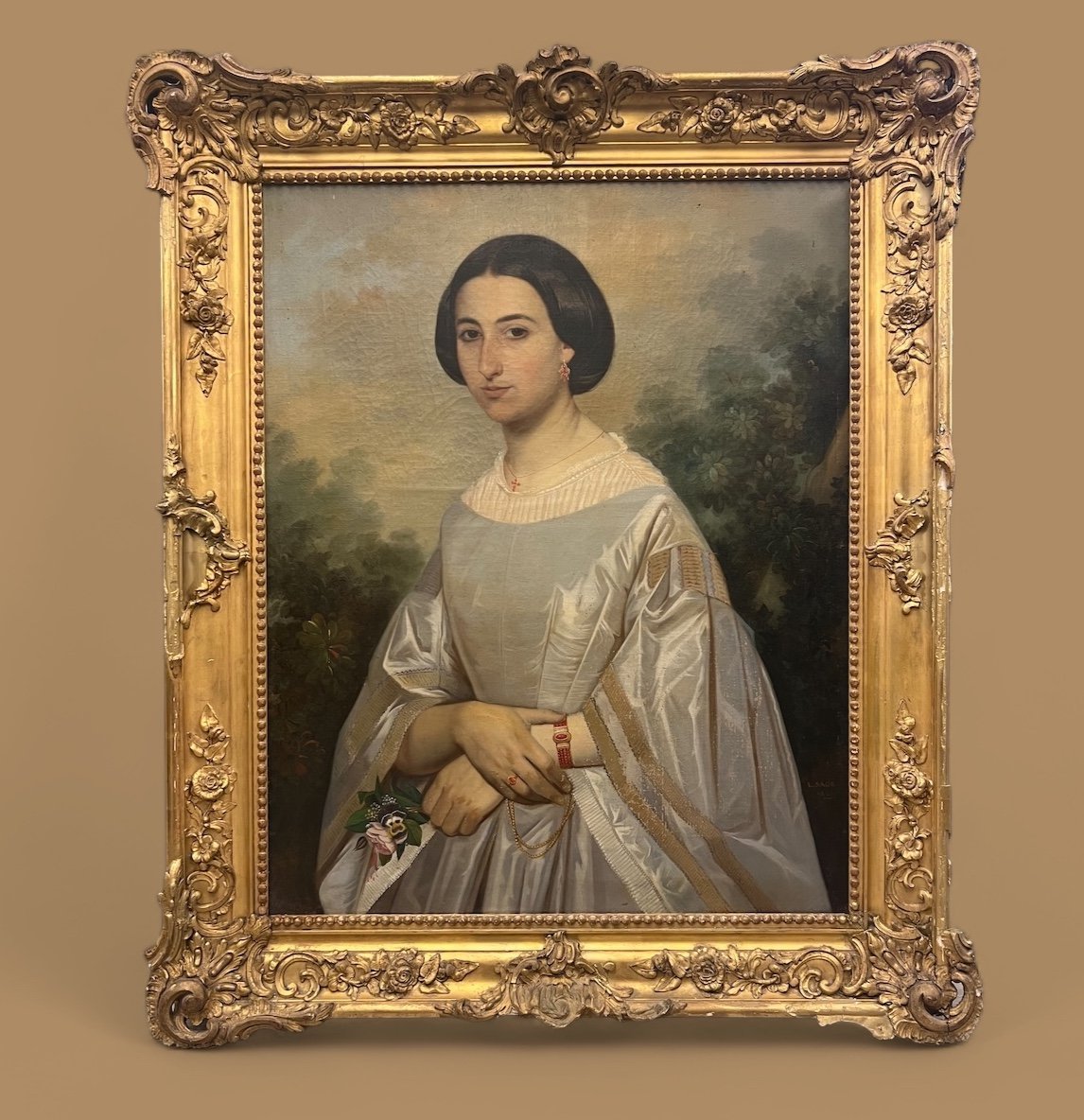 Portrait De Femme élégante, XIX Eme Siècle 