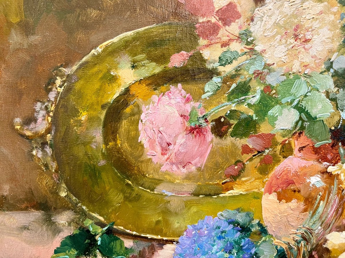 Painting Bouquet Of Flowers, Henri Cauchois-photo-2